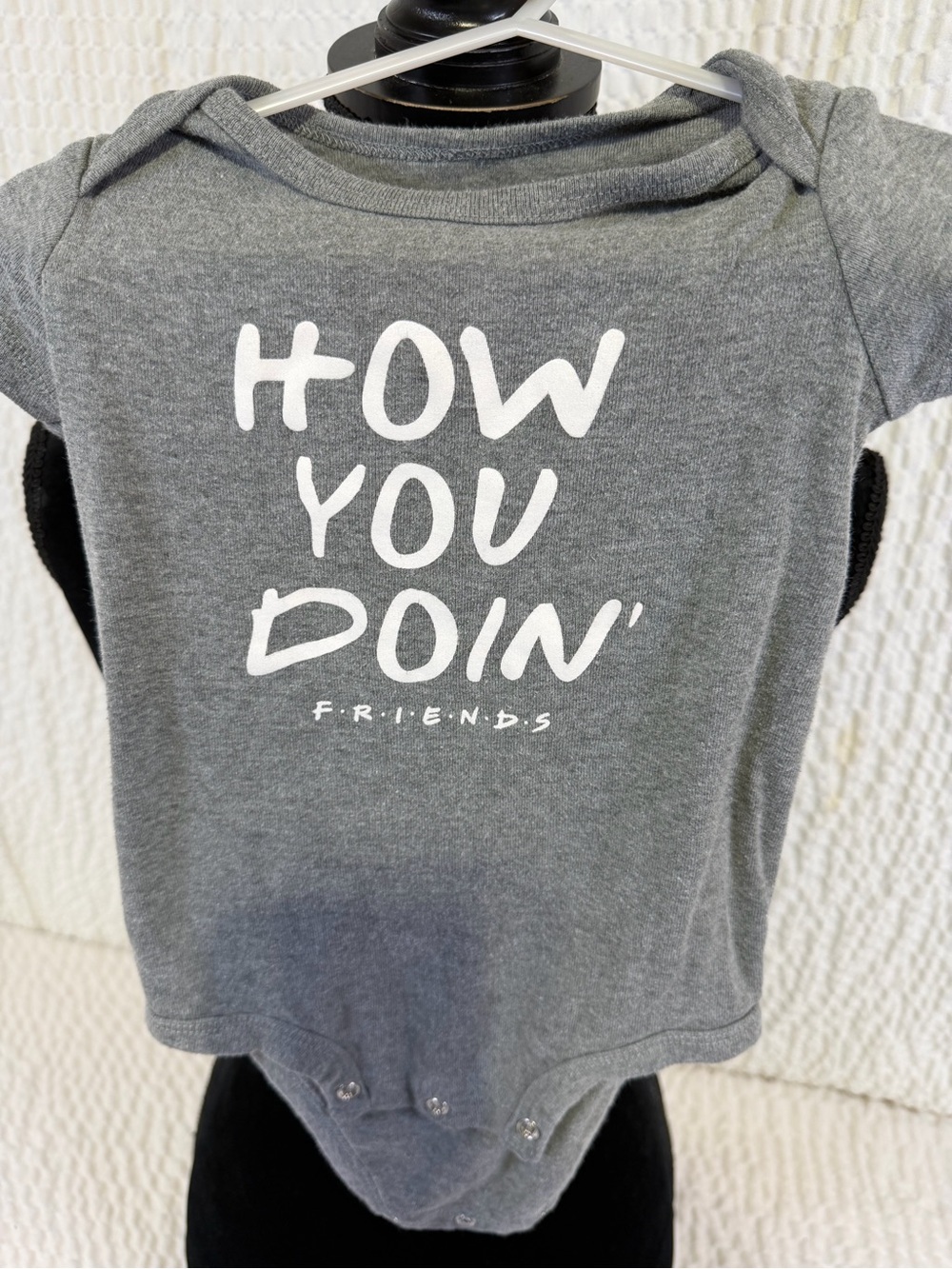 FRIENDS Gray Bodysuit with White "How You Doin'" Print